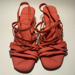Del Carlo Women's Strappy Coral Slingback Sandals Italy 39